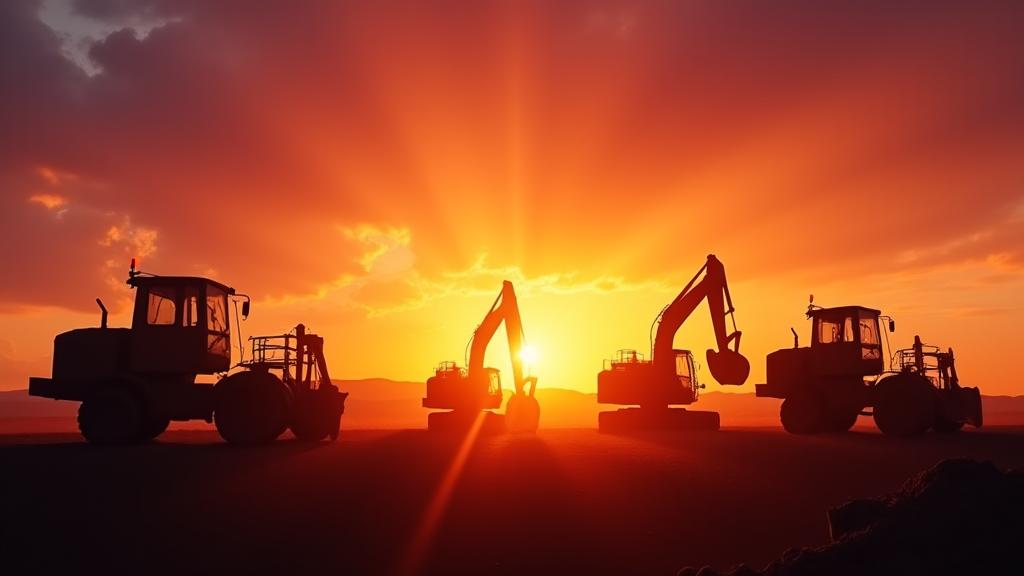 Maquinaria de construcción al atardecer
